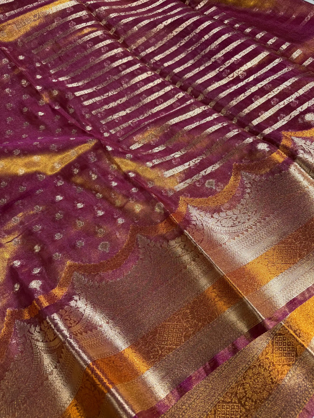 Purple Tissue Silk Contemporary Heritage Weave Banarasi Saree