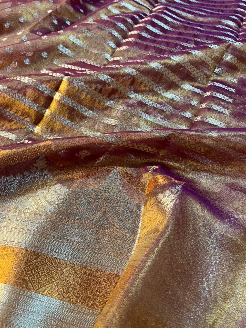 Purple Tissue Silk Contemporary Heritage Weave Banarasi Saree