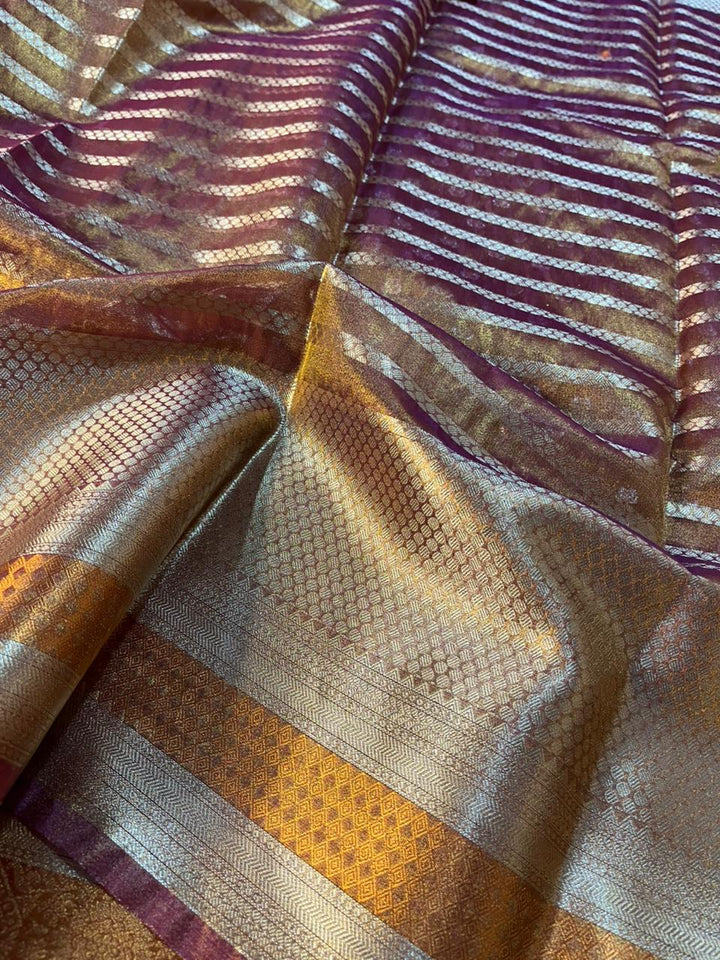 Purple Tissue Silk Contemporary Heritage Weave Banarasi Saree