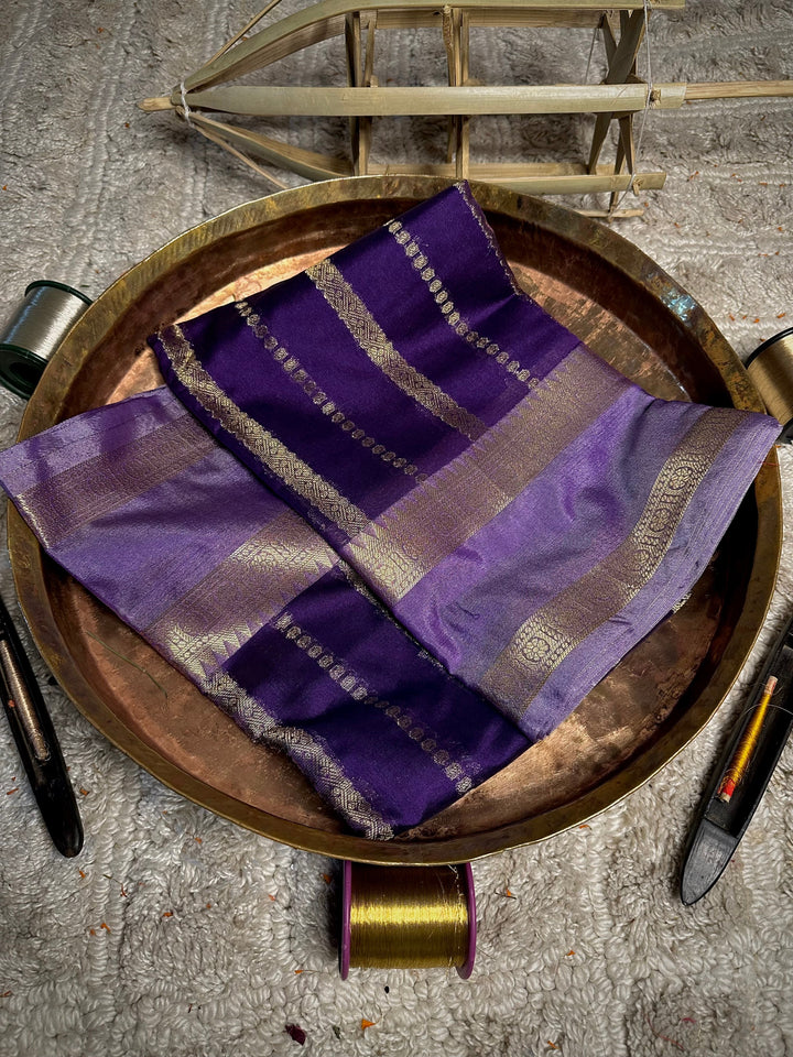 Purple Traditional Weave Cotton Banarasi Saree