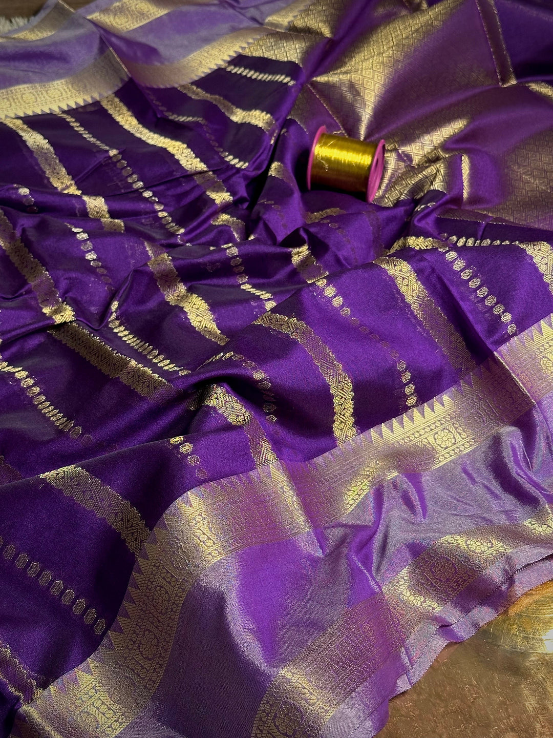 Purple Traditional Weave Cotton Banarasi Saree