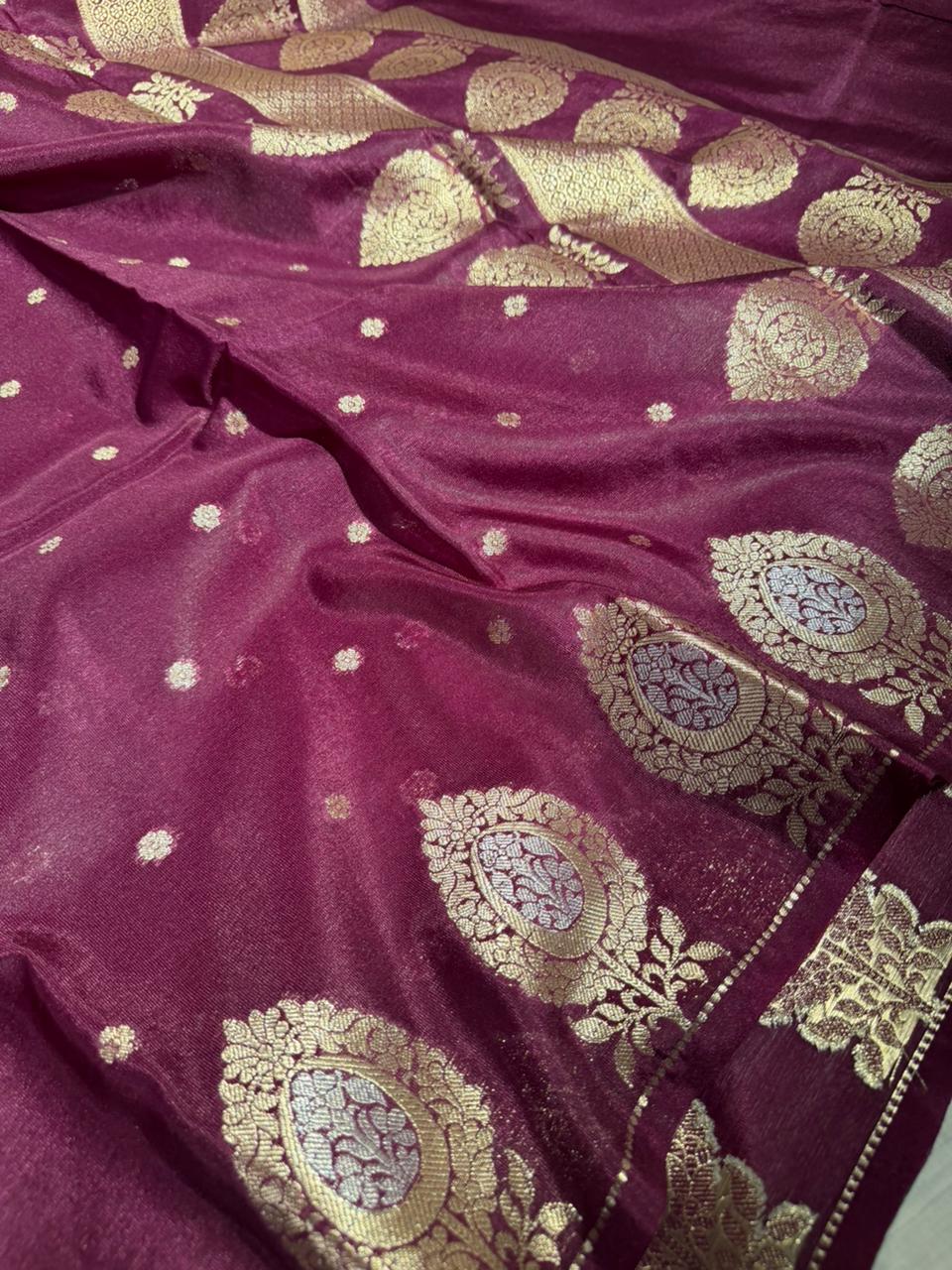Purple Warm Silk Traditional Buti Weave Banarasi Saree