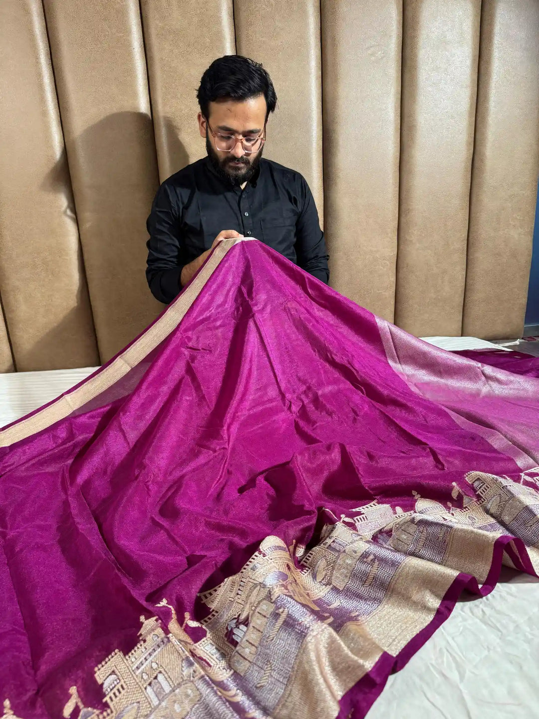 Purple Georgette Silk Ghat Pattern Banarasi Saree