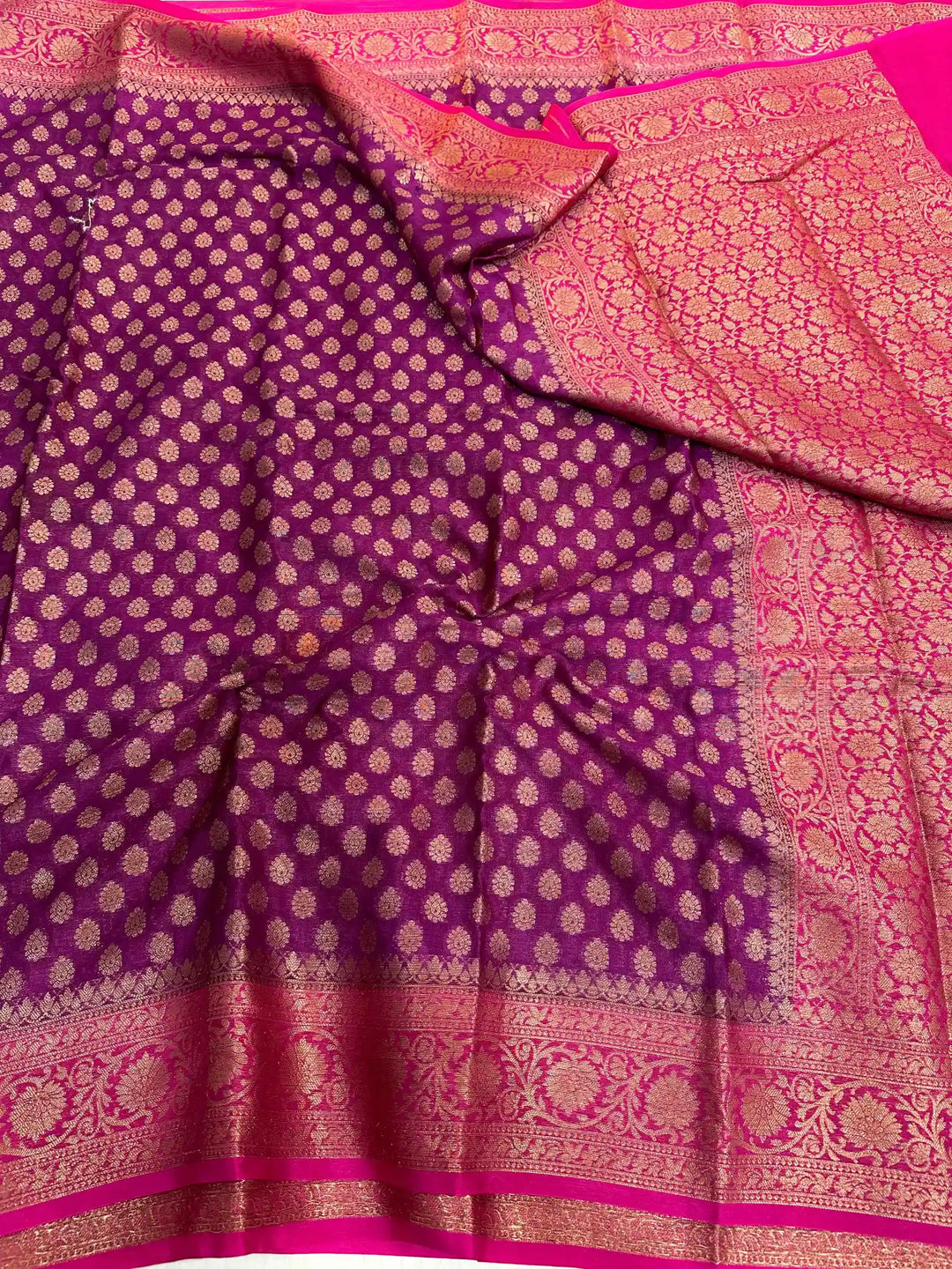 Purple Georgette Silk Zari Buti Banarasi Saree