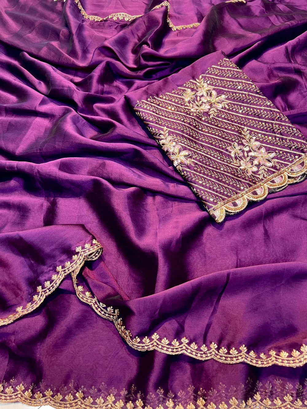 Purple Mashru Katan Silk Saree