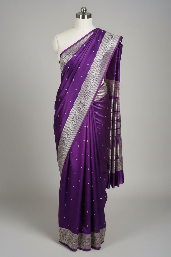 Purple Premium Mashru Katan Silk Banarasi Saree