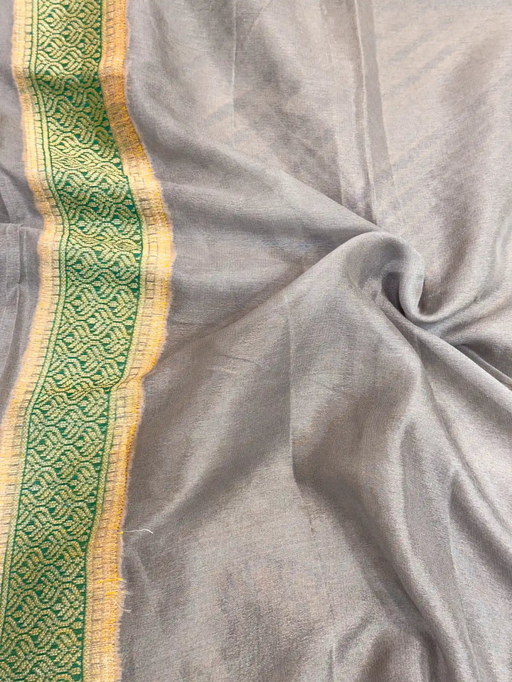 Rama Green Rangkat Chiffon Khaddi Banarasi Saree