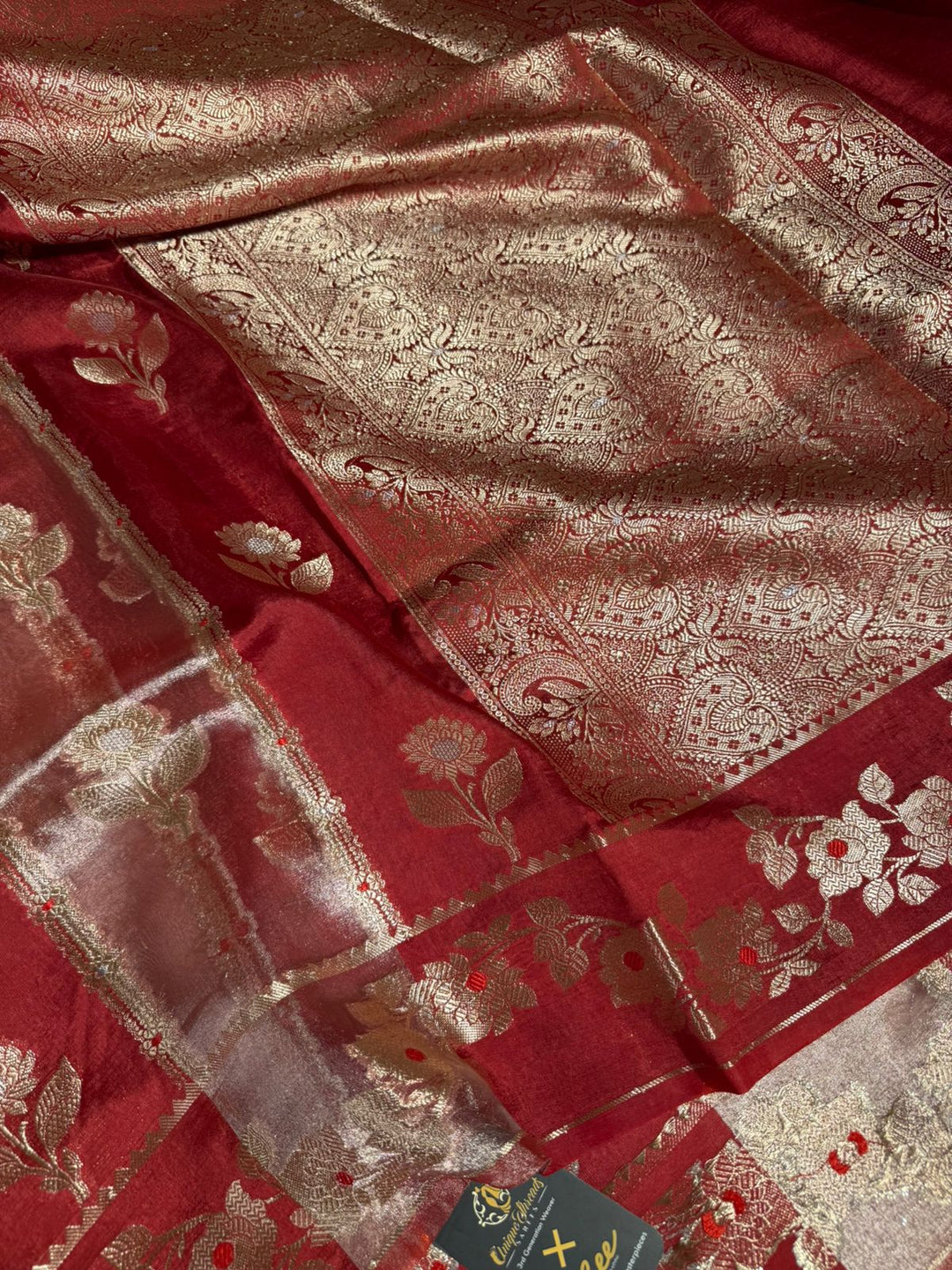 Rangkat Chinia Tissue Silk Heritage Weave Banarasi Saree