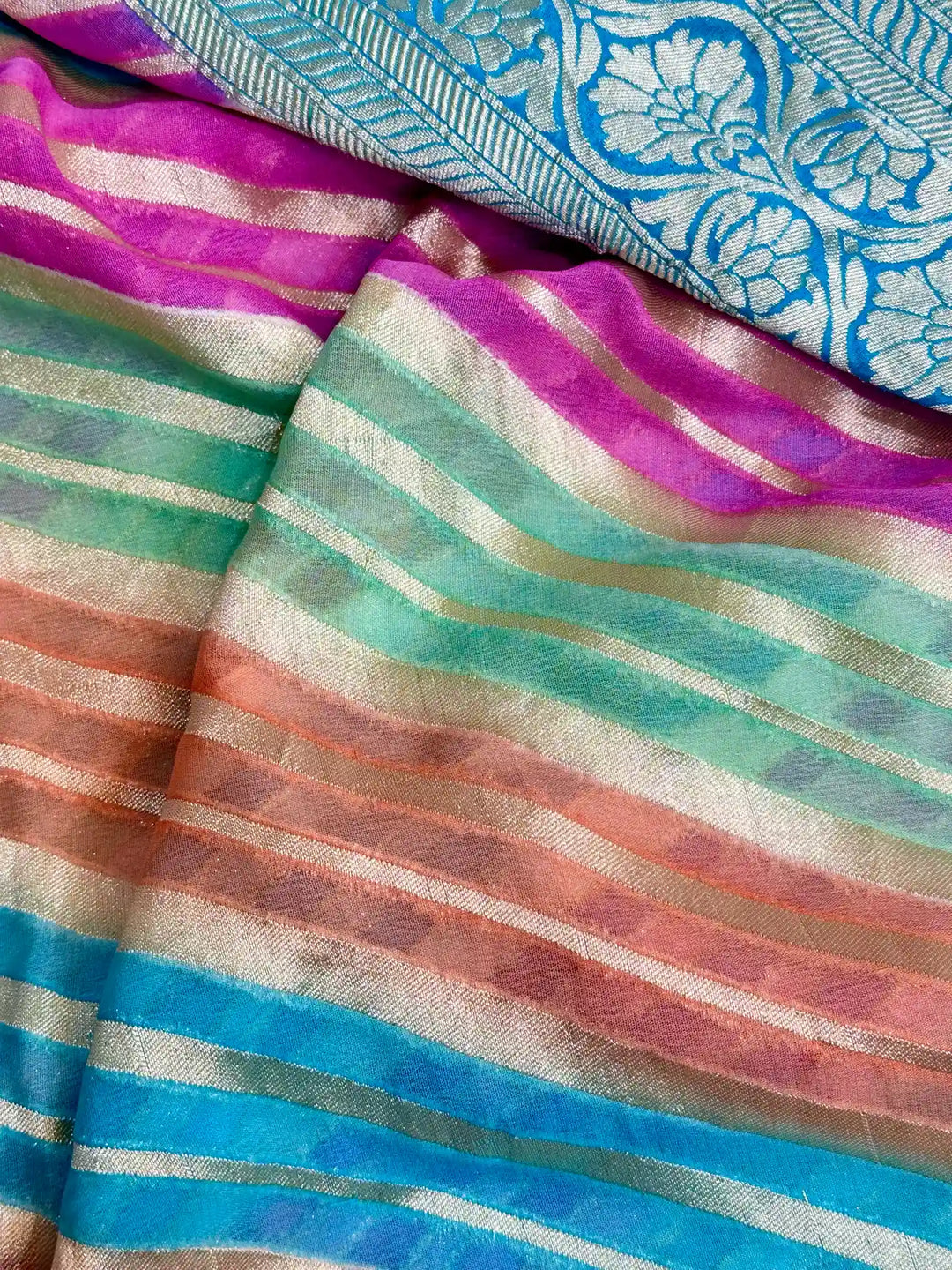 Rangkat Blue Shade Khaddi Georgette Banarasi Saree