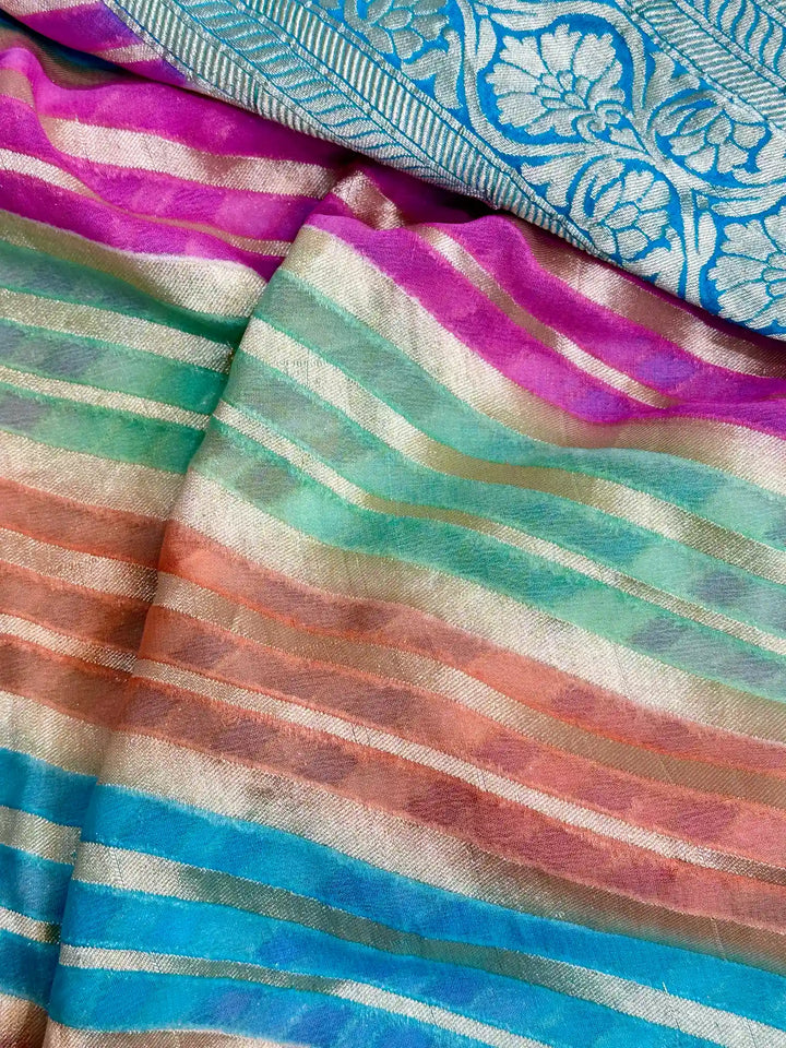 Rangkat Blue Shade Khaddi Georgette Banarasi Saree