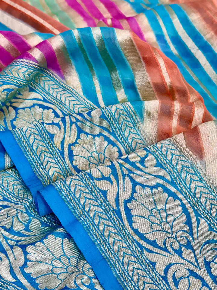 Rangkat Blue Shade Khaddi Georgette Banarasi Saree