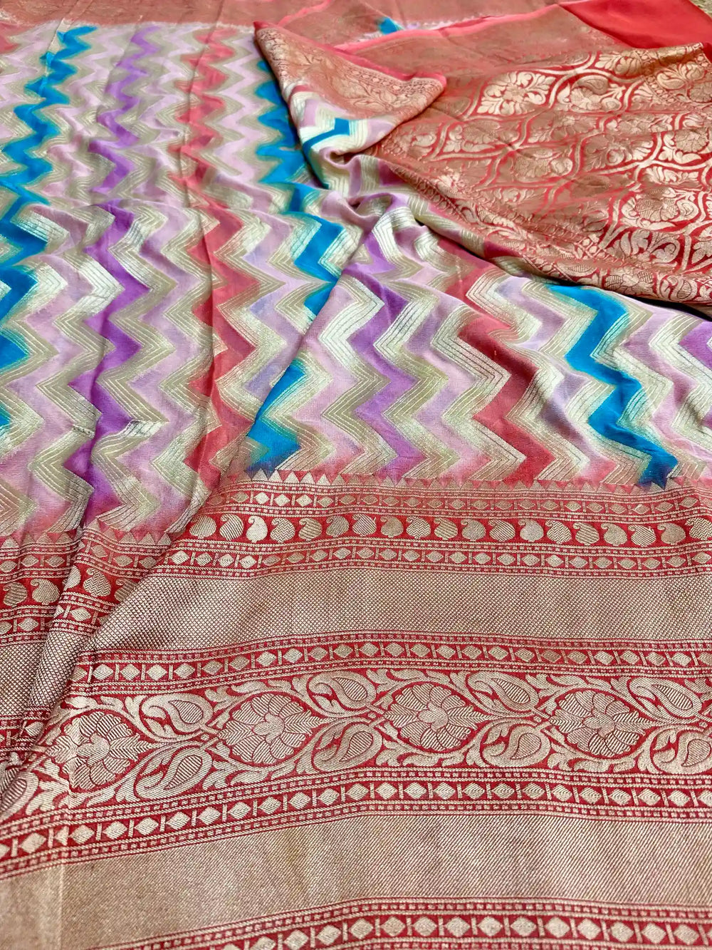Rangkat Dyed Khaddi Georgette Banarasi Saree