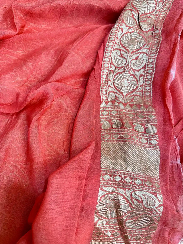 Rangkat Dyed Khaddi Georgette Banarasi Saree