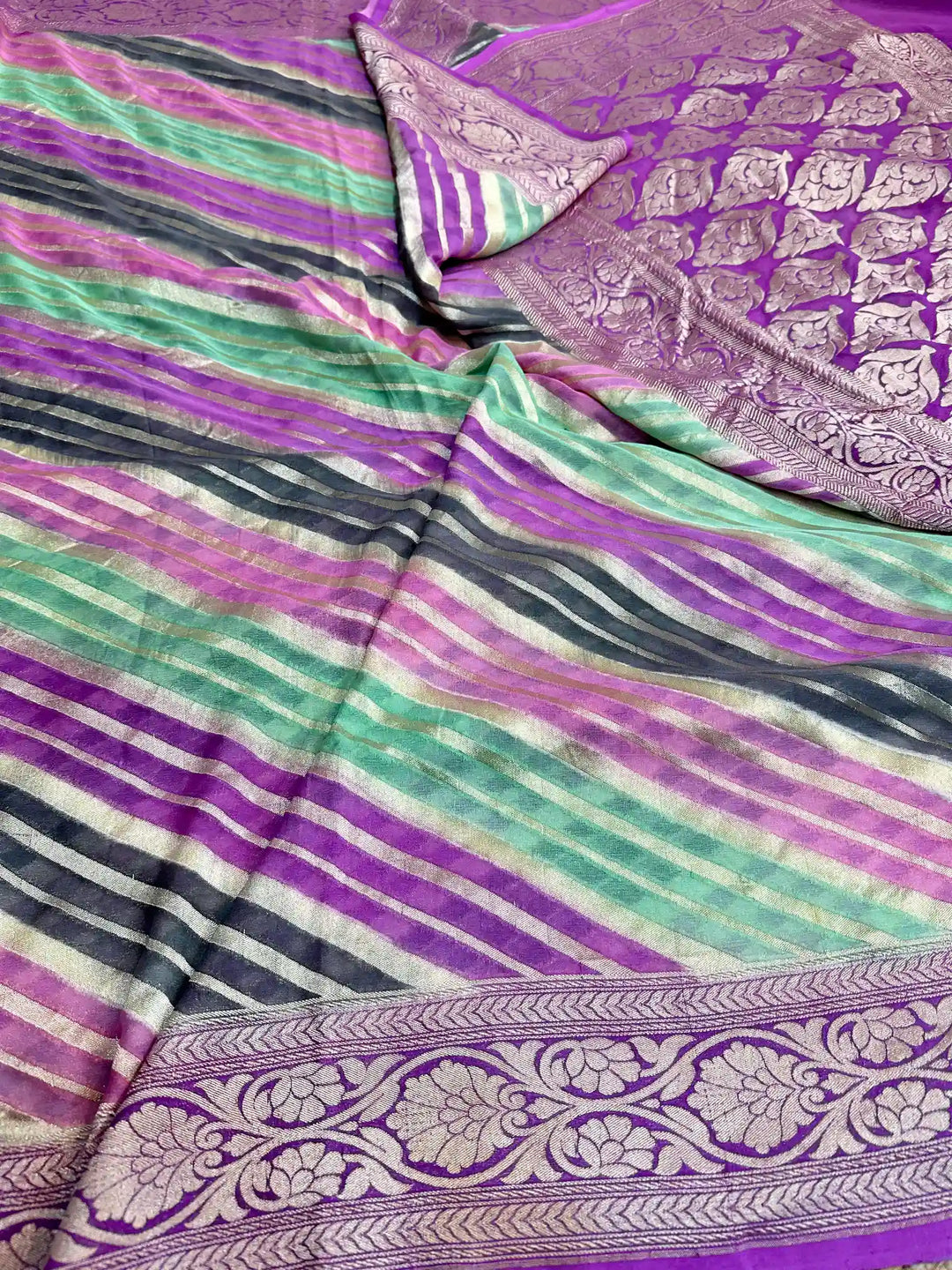 Rangkat Light Purple Khaddi Georgette Banarasi saree