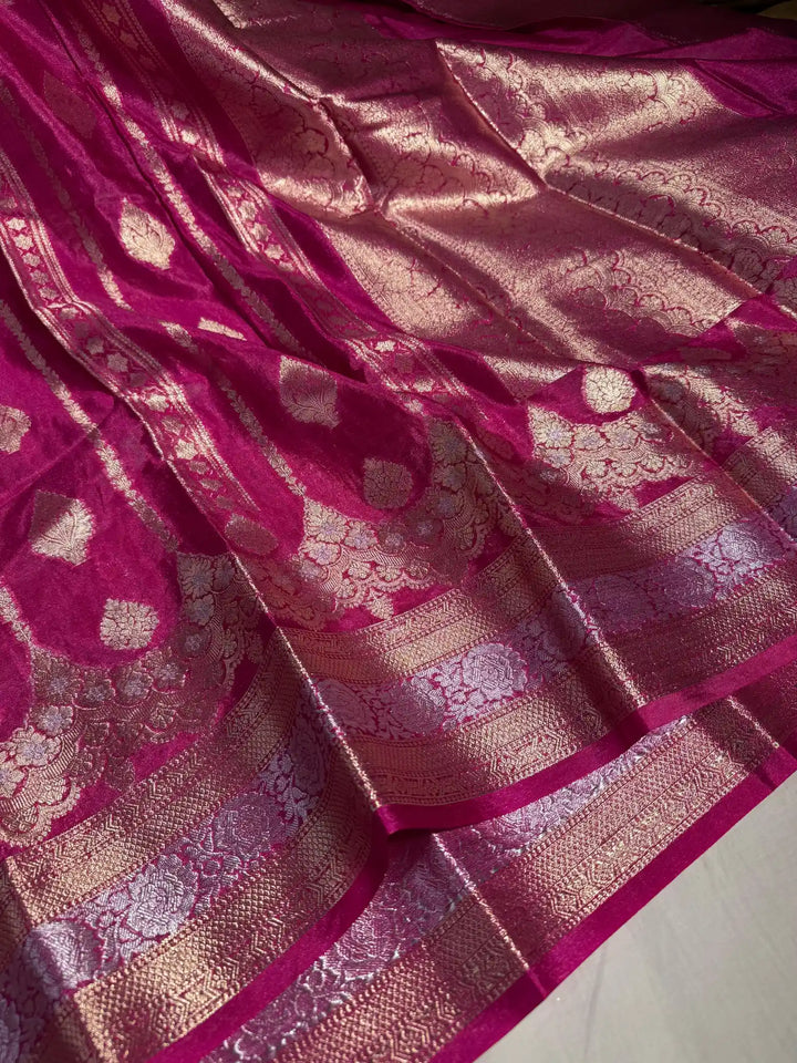 Rani Pink Banarasi Warm Silk Saree with Rich Pallu and Blouse 