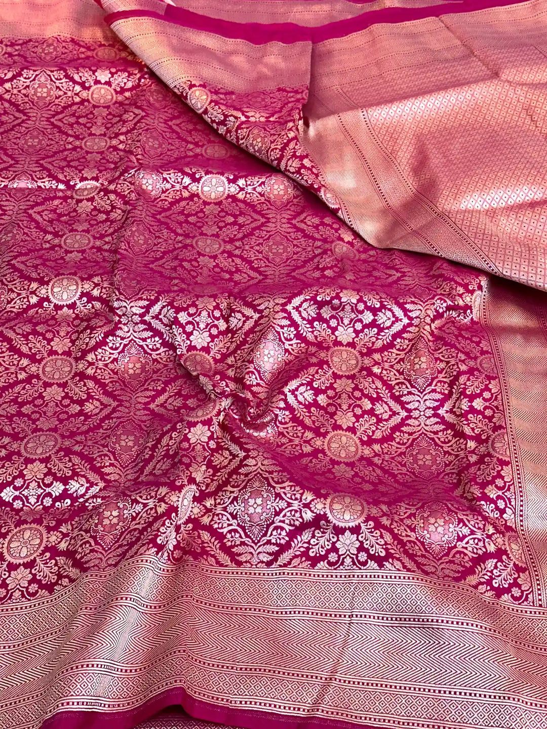 Rani Pink Brocade Pure Katan Silk Saree