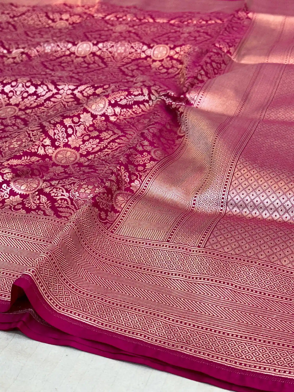 Rani Pink Brocade Pure Katan Silk Saree