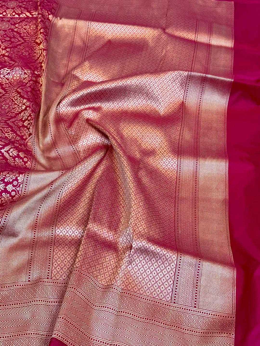 Rani Pink Brocade Pure Katan Silk Saree