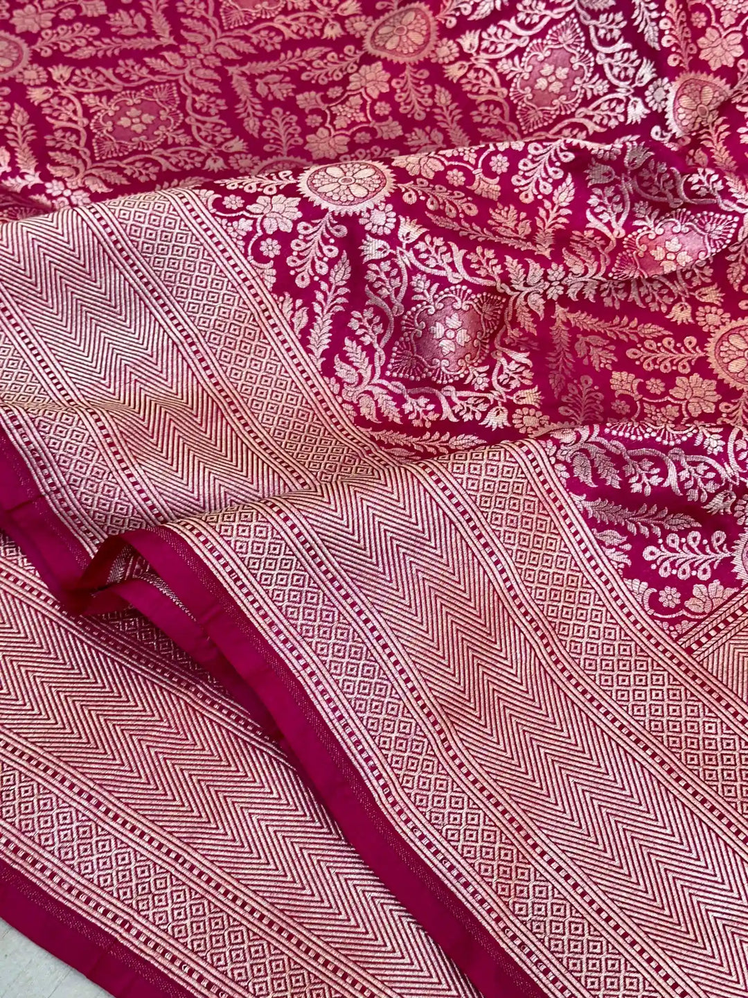 Rani Pink Brocade Pure Katan Silk Saree