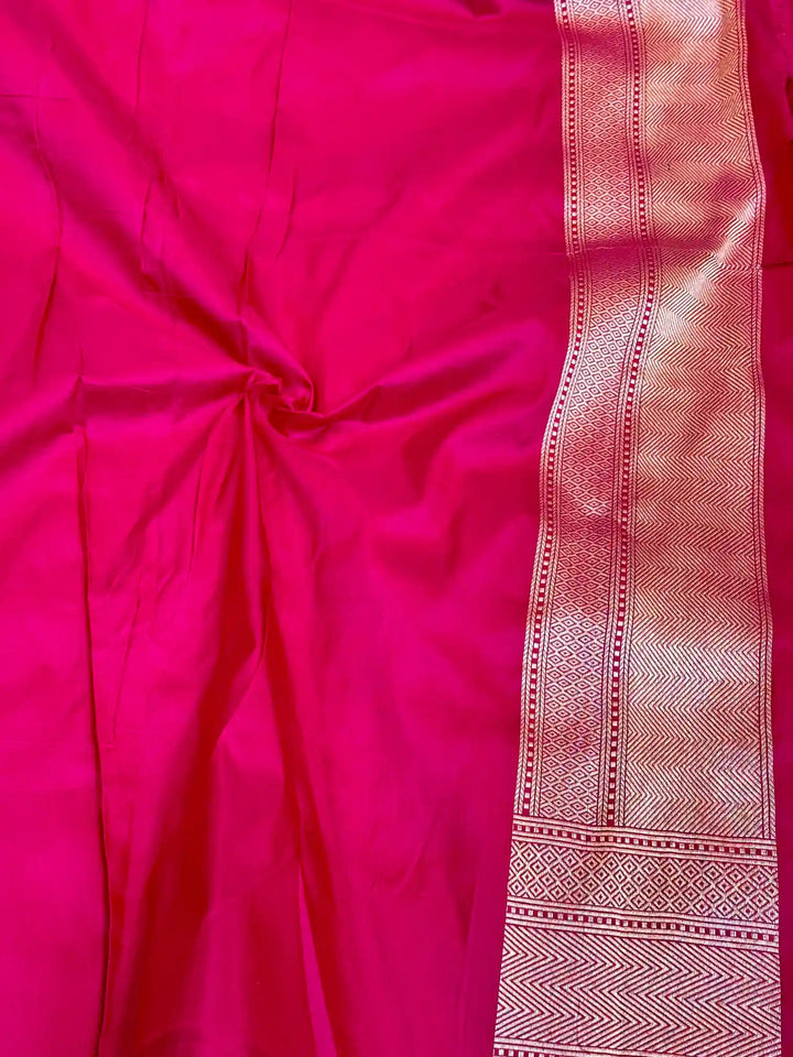 Rani Pink Brocade Pure Katan Silk Saree