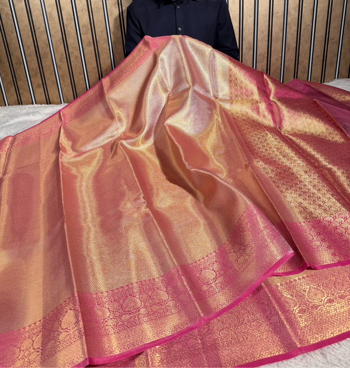 Rani Pink Kanjivaram Brocade Tissue Saree