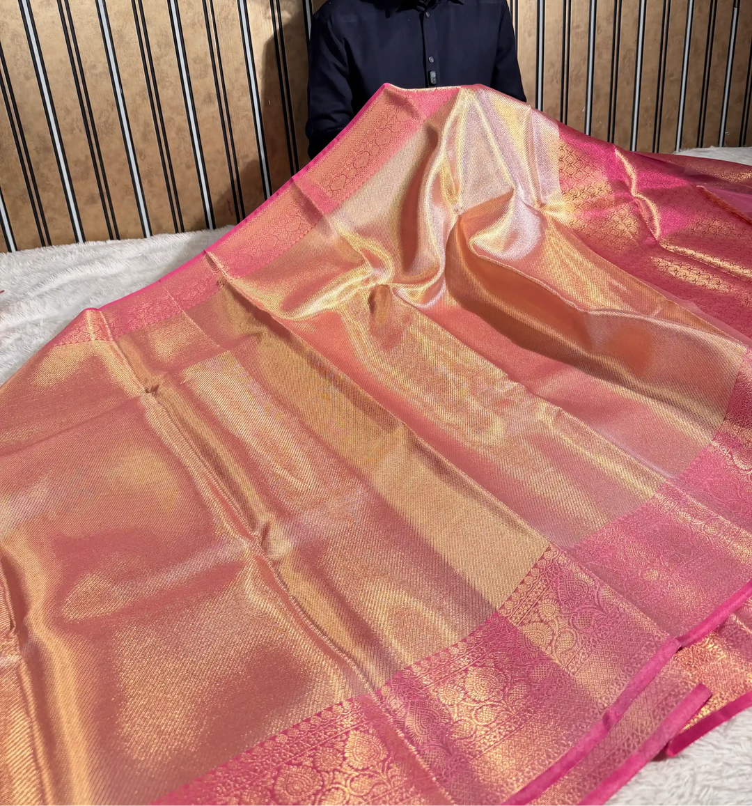 Rani Pink Kanjivaram Brocade Tissue Saree