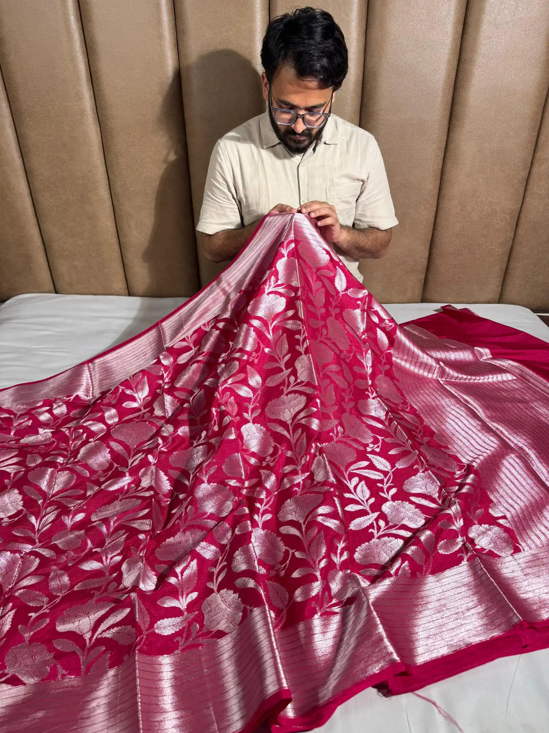 Rani Pink Katan Silk Saree with Rich Pallu and blouse