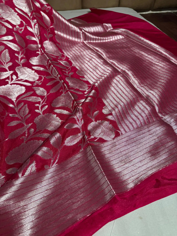 Rani Pink Katan Silk Saree with Rich Pallu and blouse