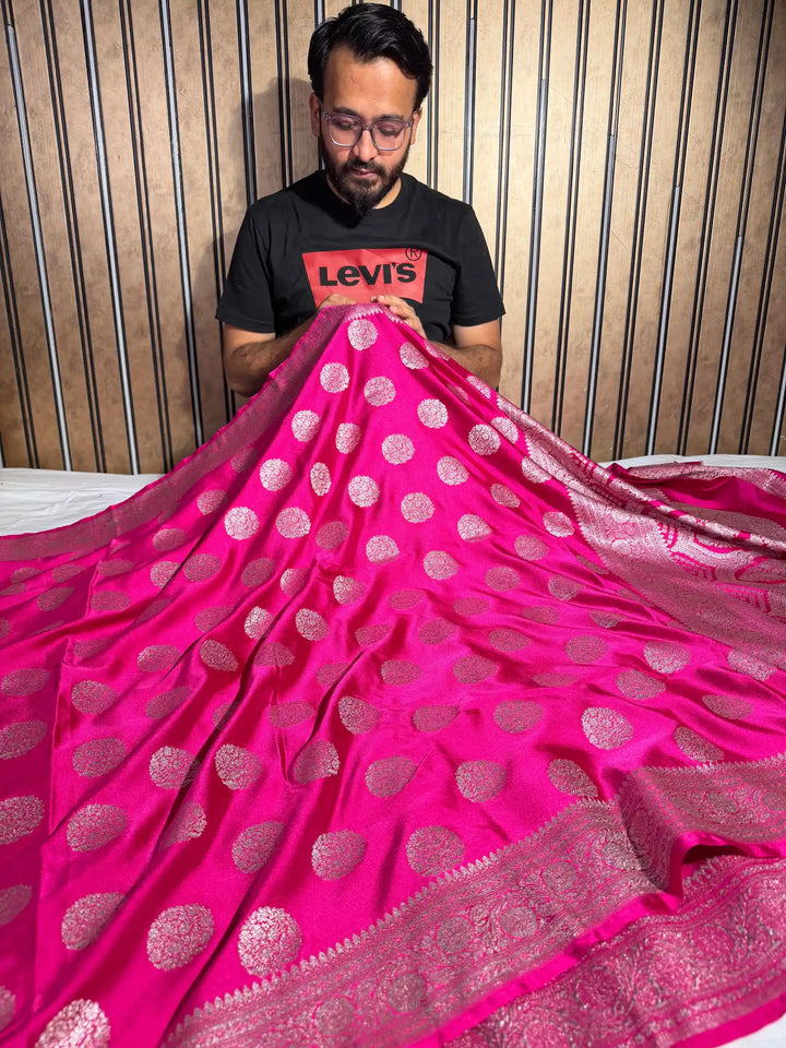 Rani Pink Mashru Katan Heritage Traditional Banarasi Saree