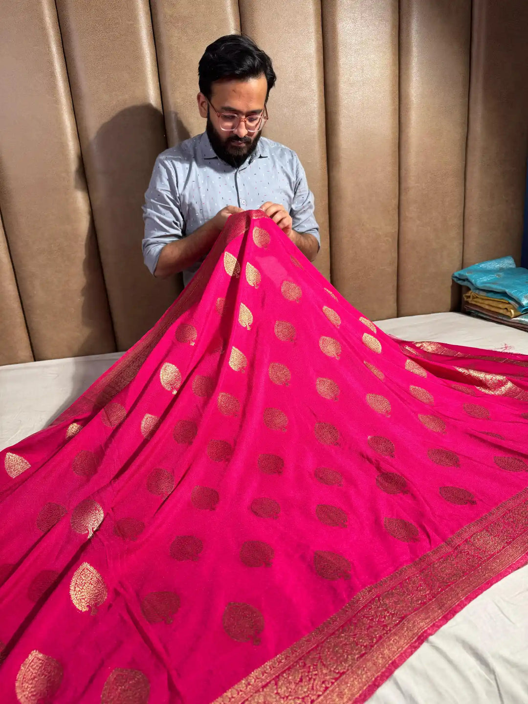 Rani Pink Mashru Katan Silk Banarasi Saree