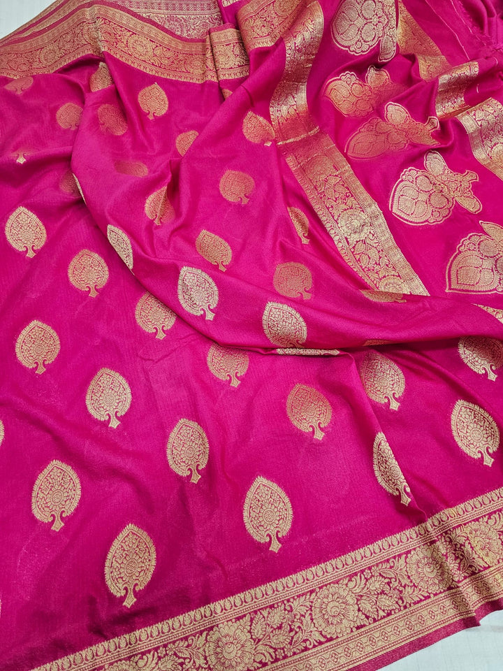 Rani Pink Mashru Katan Silk Banarasi Saree 