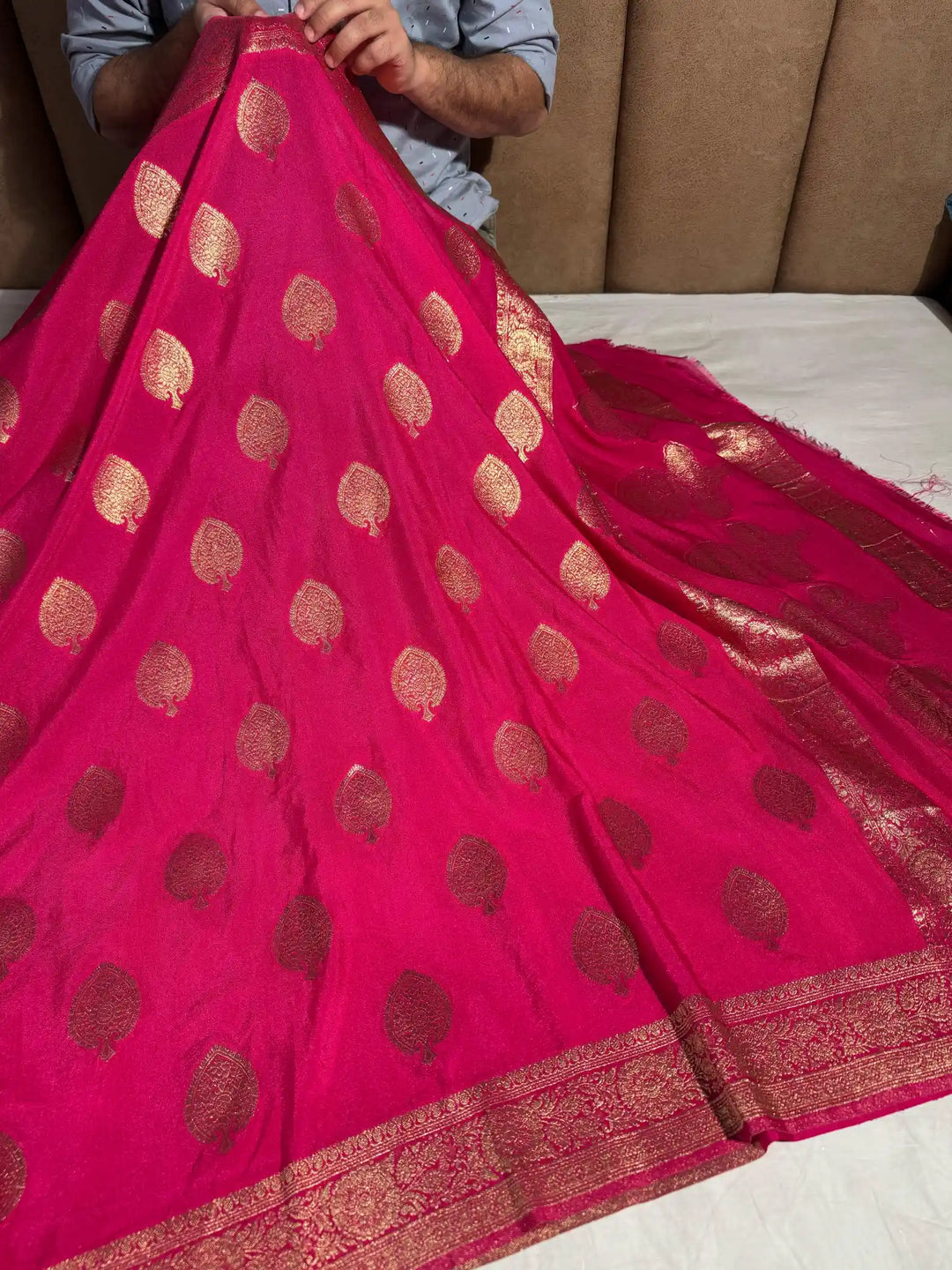 Rani Pink Mashru Katan Silk Banarasi Saree