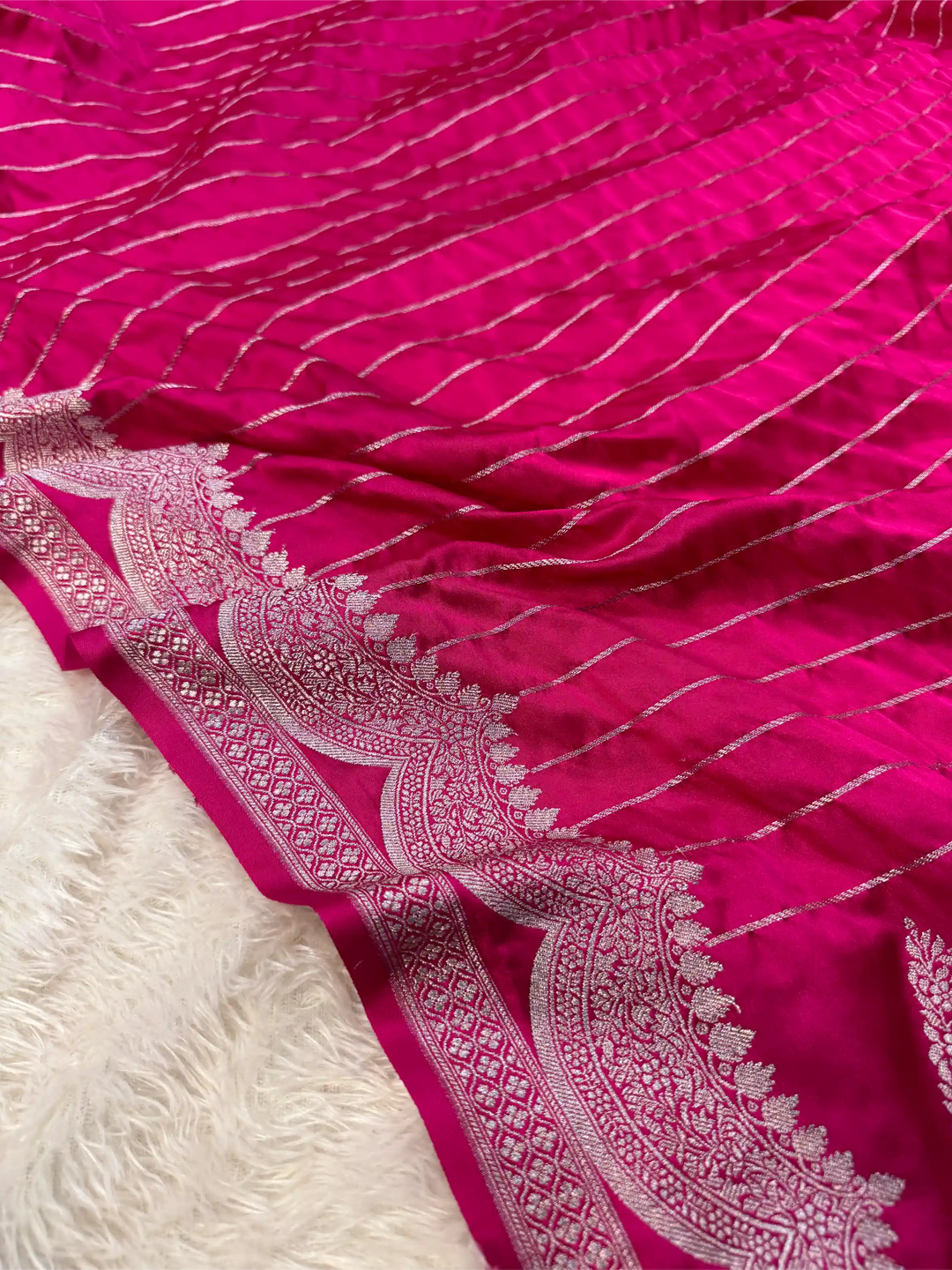 Rani Pink Mashru Katan Silk Contemporary Weave Banarasi Saree