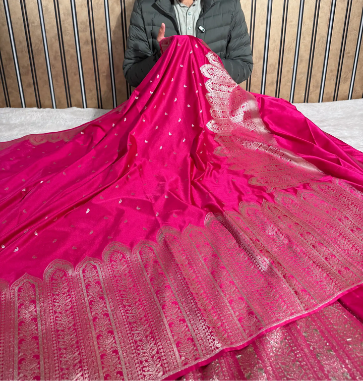 Rani Pink Mashru Katan Silk Heritage Weave Banarasi Saree