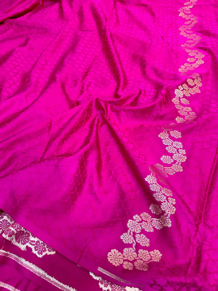 Rani Pink Premium Mashru Katan Banarasi Saree