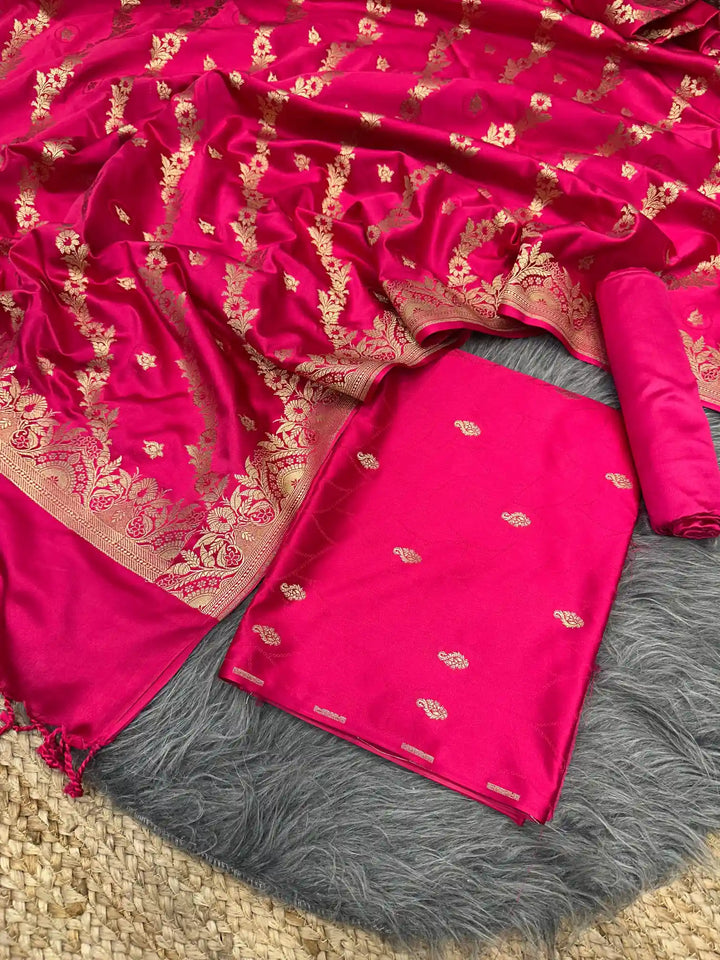 Rani Pink Premium Mashru Katan Banarasi Suit