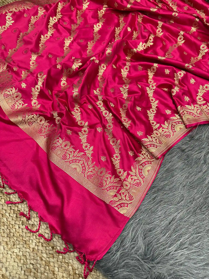 Rani Pink Premium Mashru Katan Banarasi Suit