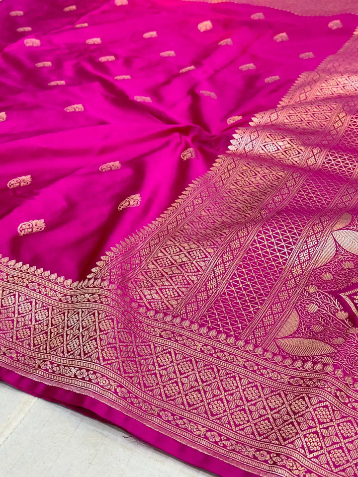 Rani Pink Premium Mashru Katan Saree 