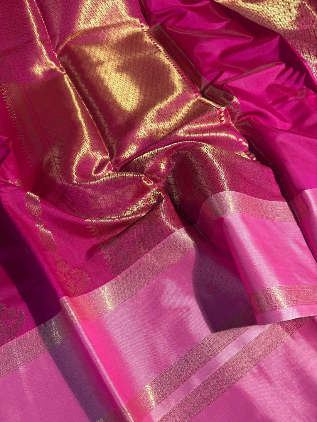 Rani Pink Semi Katan Traditional Banarasi Saree