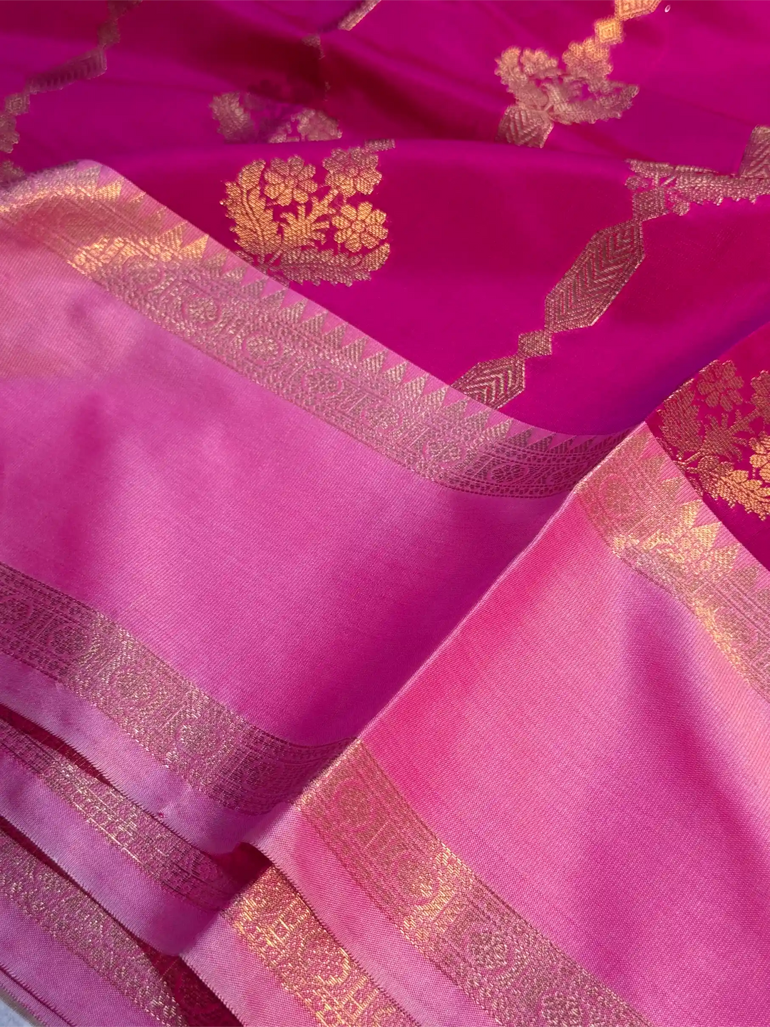 Rani Pink Semi Katan Traditional Banarasi Saree