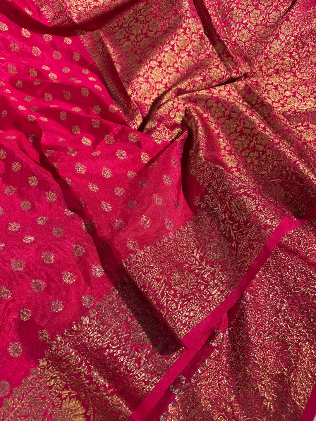 Rani Pink Semi Khaddi Georgette Buti Banarasi Saree