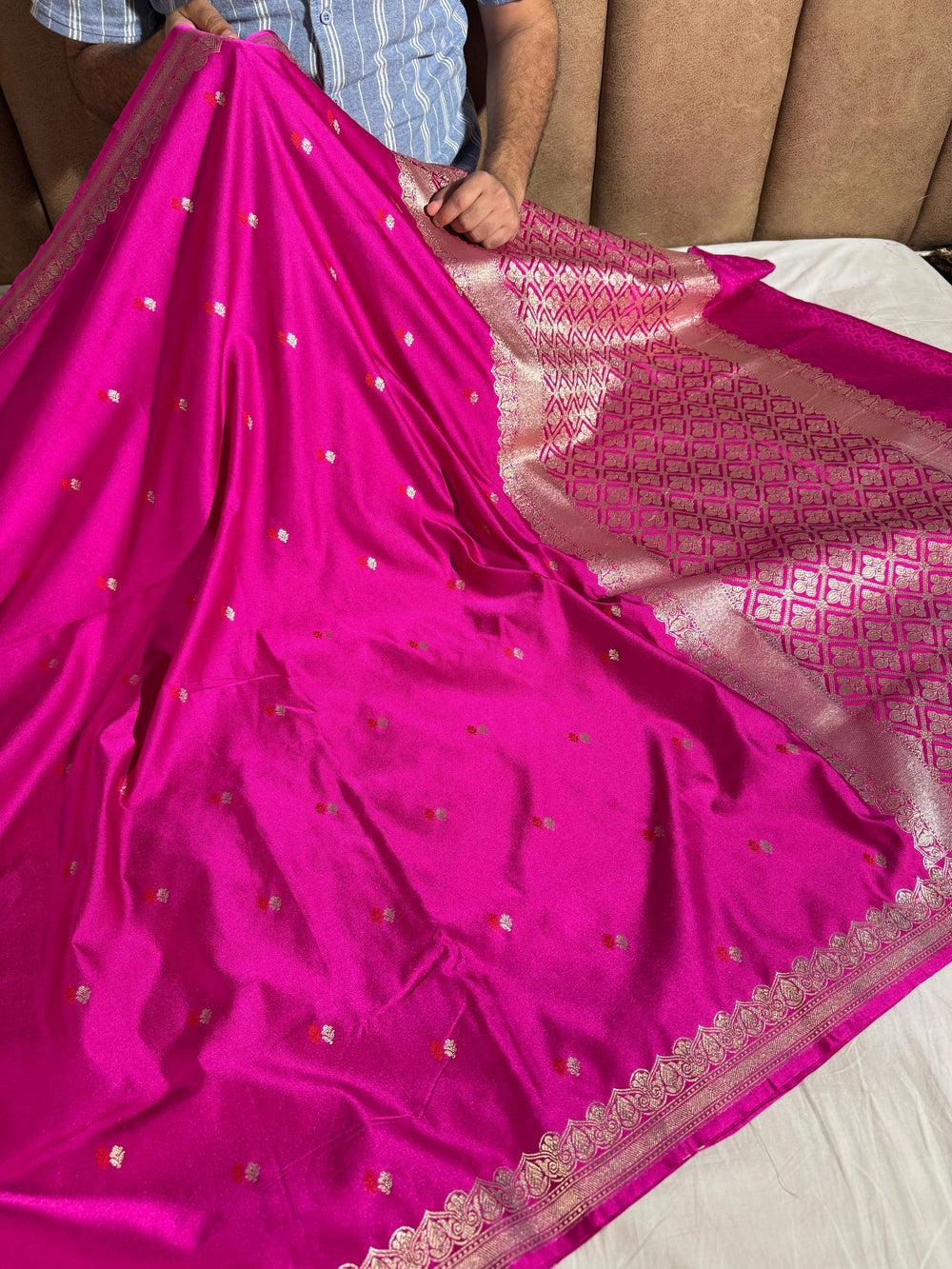 Rani Pink Shade Mashru Katan Silk Saree