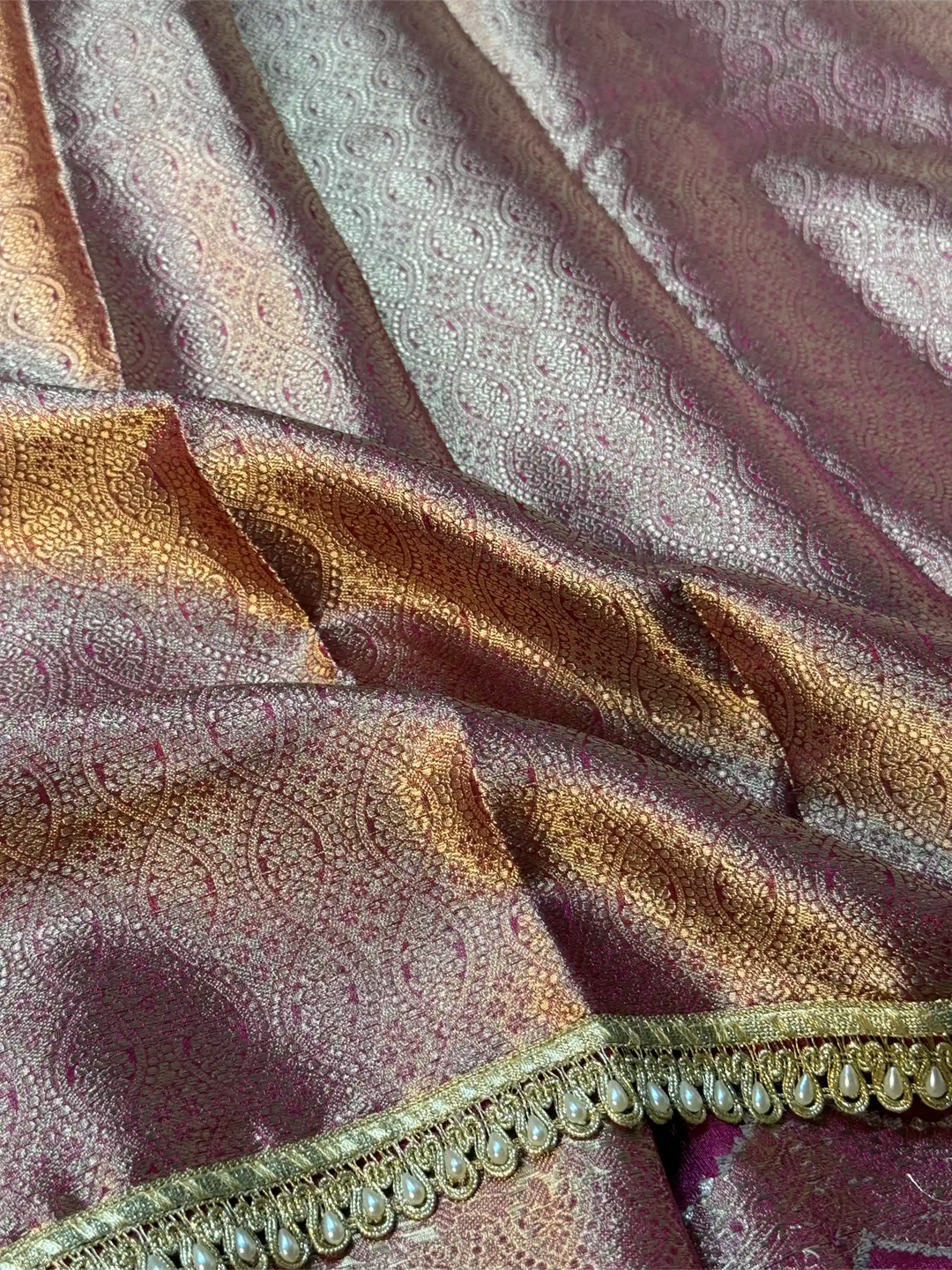 Rani Pink Soft Tissue Silk Heritage Weave Lace Work Banarasi Saree