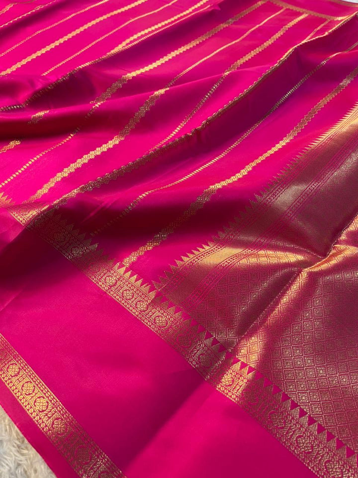 Rani Pink Softsilk Heritage Traditional Design Banarasi Saree