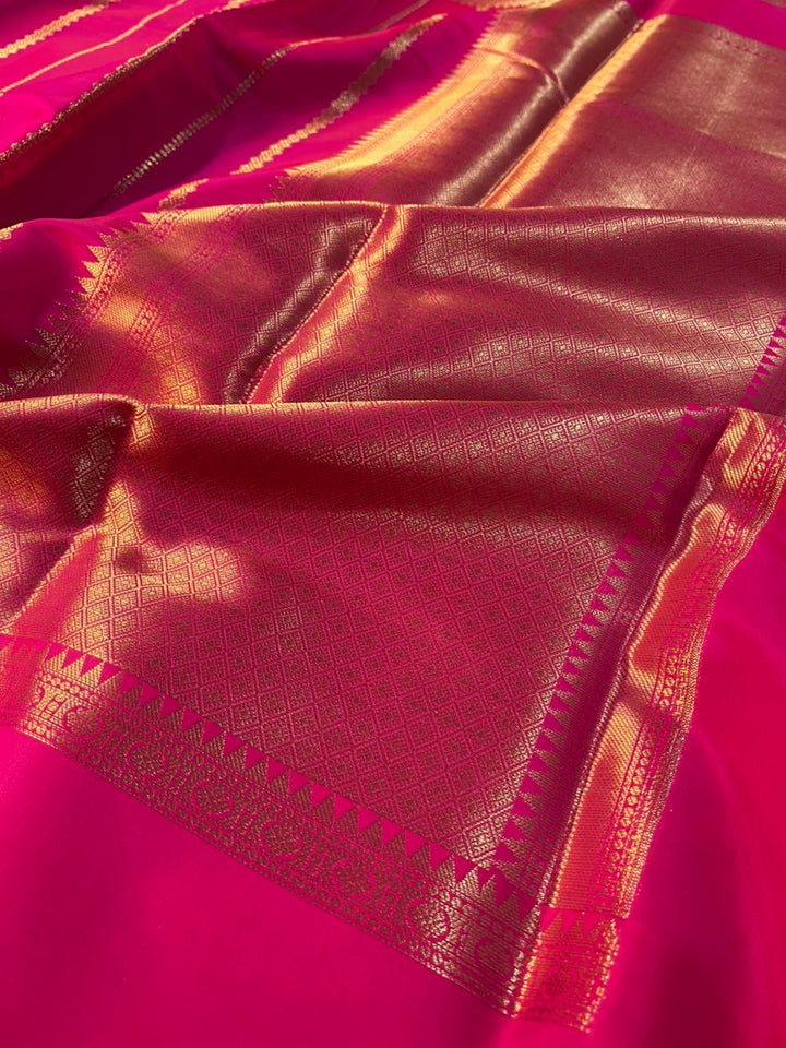 Rani Pink Softsilk Heritage Traditional Design Banarasi Saree