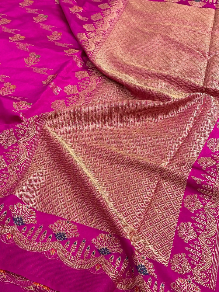 Rani Pink Tilfi Meena Warm Silk Banarasi Saree