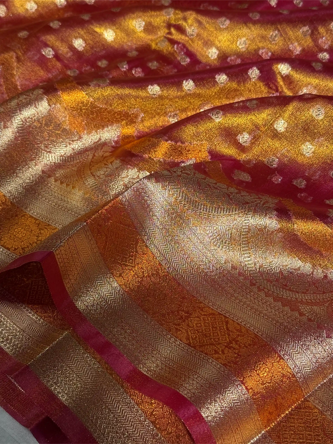 Rani Pink Tissue Silk Contemporary Heritage Weave Banarasi Saree