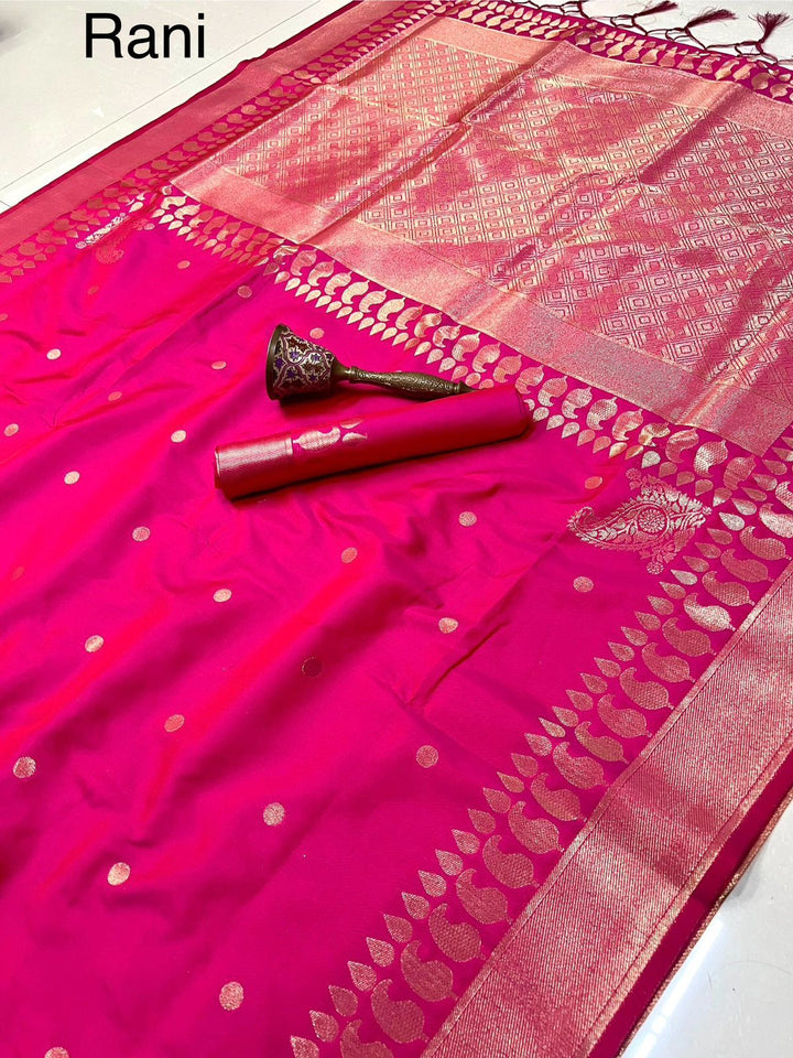 Madhuri Dixit Inspired Premium Katan Silk Saree with Rich Pallu and Blouse