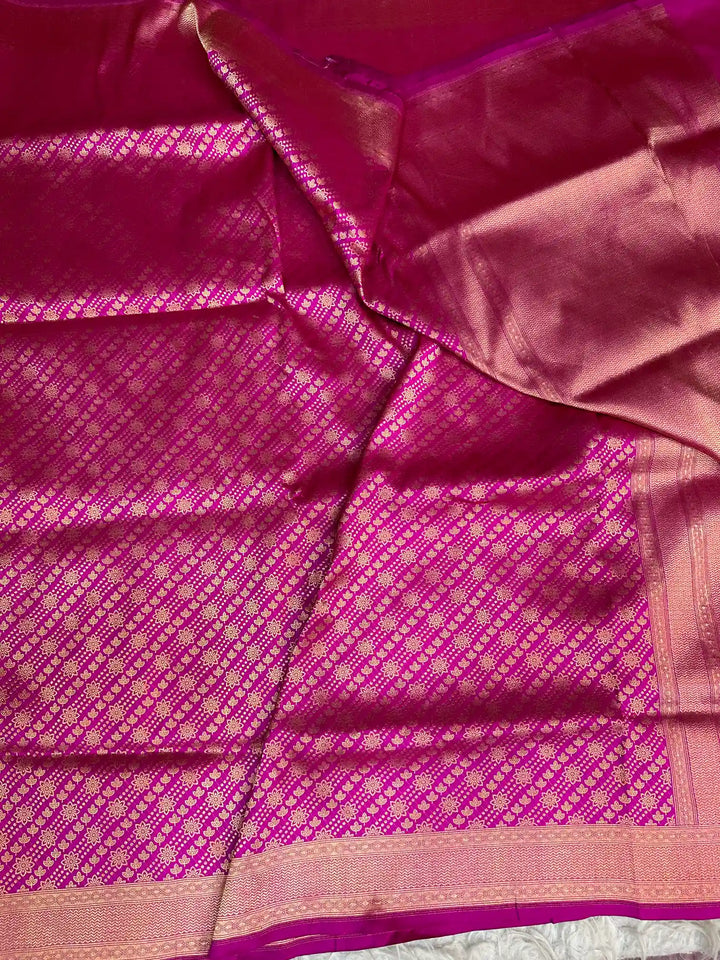 Rani Pink Brocade Pure Katan Silk Banarasi Saree