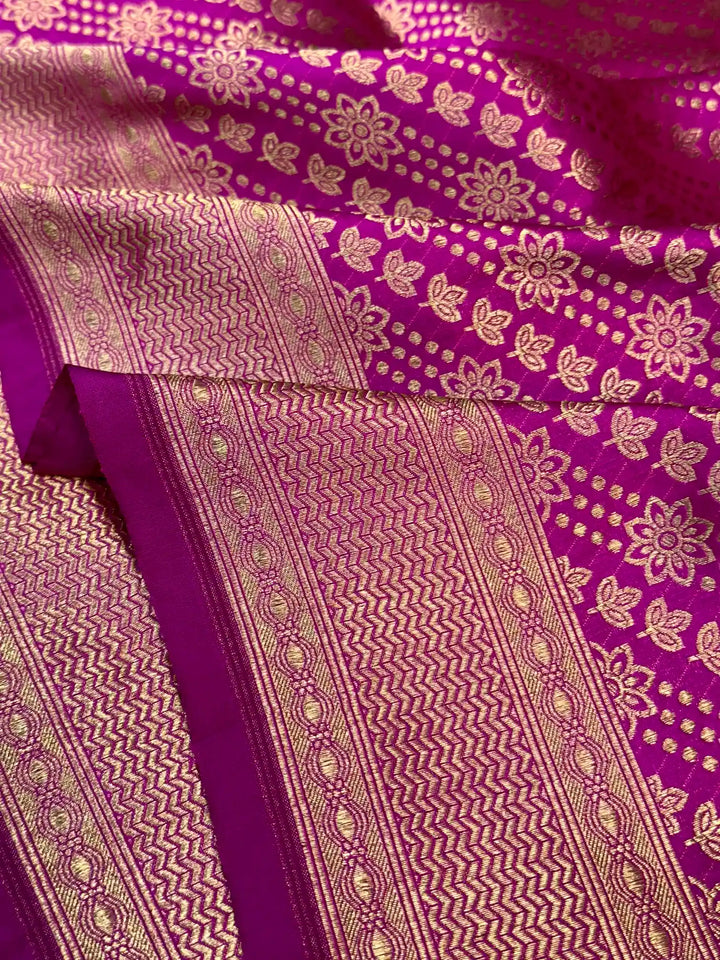 Rani Pink Brocade Pure Katan Silk Banarasi Saree